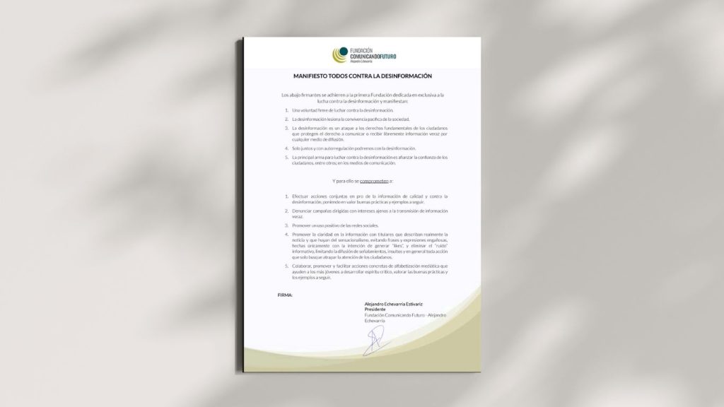 Primer Manifiesto contra la Desinformación, promovido por la Fundación Comunicando Futuro (FCF).