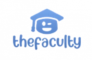 TheFaculty logo: a blue graduation cap above a rounded 'f' and the word 'thefaculty' in blue.